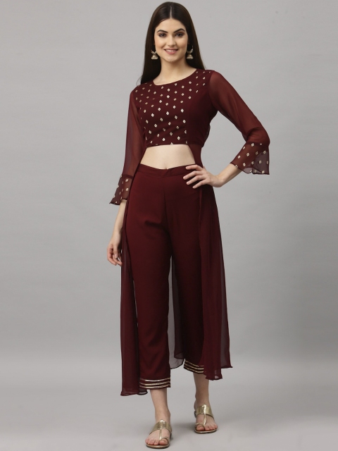 

ALC Creations Woman Maroon Ethnic Motifs Kurta with Trousers