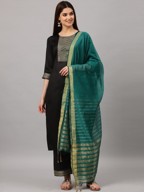 

ALC Creations Woman Black Pure Cotton Kurta with Trousers & Dupatta