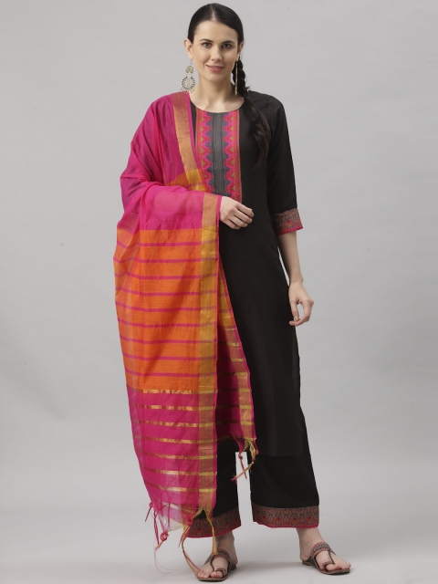 

ALC Creations Women Black Pure Cotton Kurta With Palazzos & Dupatta