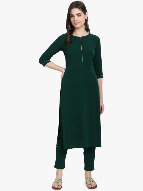 

ALC Creations Women Green Solid Kurta With Trousers