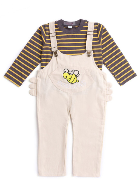 

Hopscotch Boys Beige & Yellow Striped T-shirt with Trousers