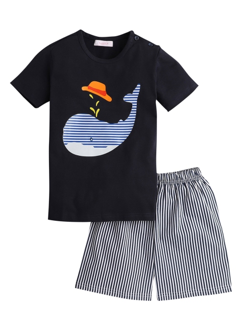 

Hopscotch Boys Blue & White Striped T-shirt with Shorts