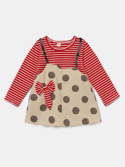 

Hopscotch Girls Red & Beige Printed Co-Ords