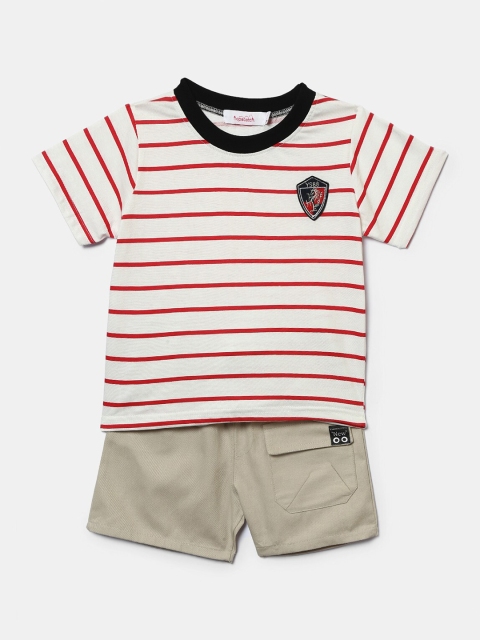 

Hopscotch Boys Red & White Striped T-shirt with Shorts