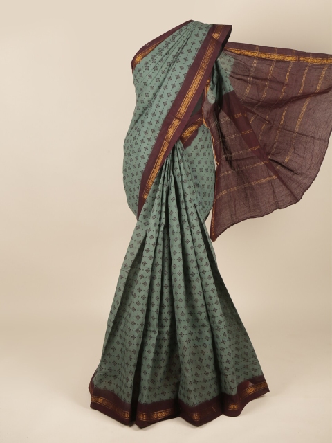 

Pothys Green & Maroon Ethnic Motifs Zari Pure Cotton Saree