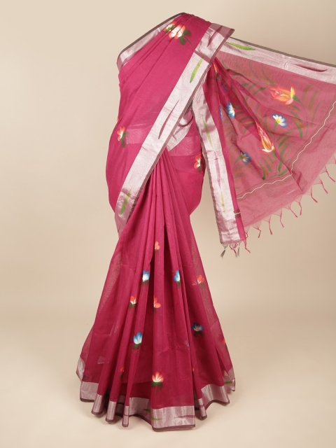 

Pothys Magenta & Green Ethnic Motifs Zari Pure Cotton Saree