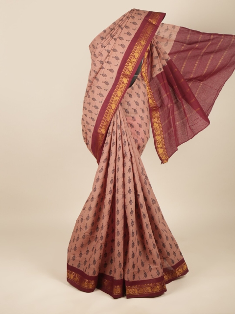 

Pothys Brown & Maroon Ethnic Motifs Zari Pure Cotton Saree