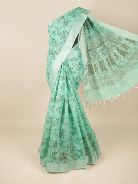 

Pothys Green & Brown Ethnic Motifs Zari Pure Cotton Saree
