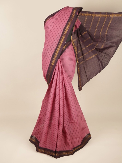 

Pothys Mauve & Coffee Brown Zari Pure Cotton Saree