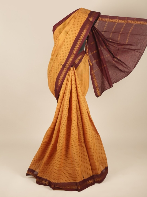 

Pothys Mustard & Maroon Zari Pure Cotton Saree