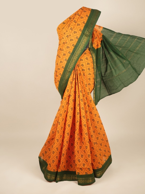 

Pothys Orange & Green Ethnic Motifs Zari Pure Cotton Saree