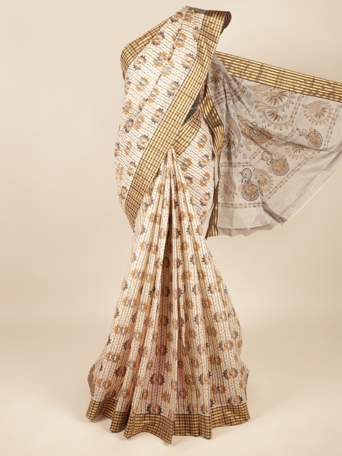 

Pothys Beige & Yellow Ethnic Motifs Pure Cotton Saree