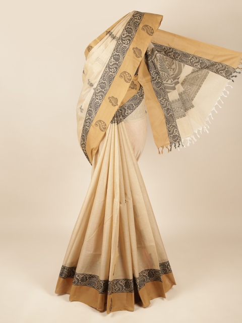 

Pothys Women Pure Cotton Tan Colour Saree, Beige