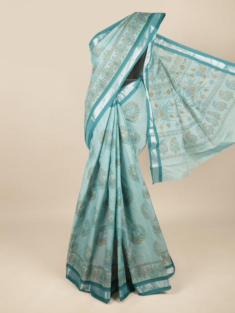 

Pothys Blue & Brown Ethnic Motifs Zari Pure Cotton Saree