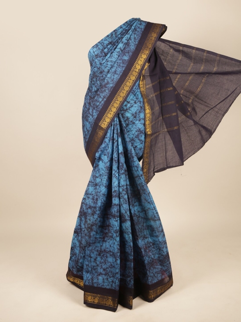 

Pothys Blue & Black Tie and Dye Zari Pure Cotton Saree