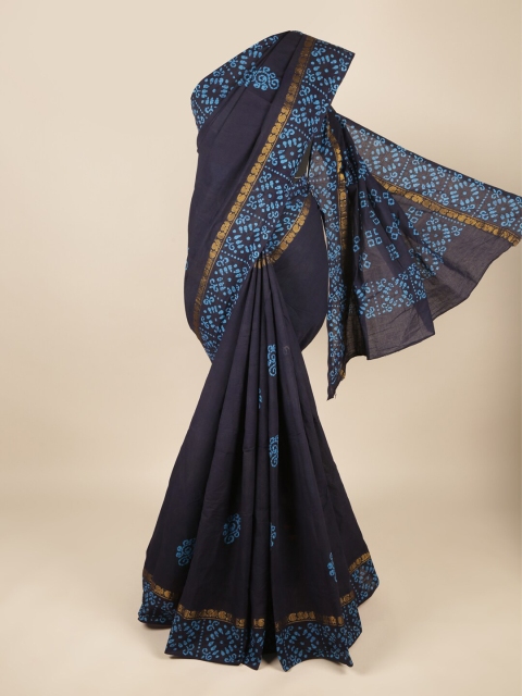 

Pothys Blue & Black Dabu Pure Cotton Saree
