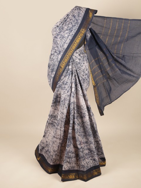 

Pothys Blue & White Zari Pure Cotton Saree