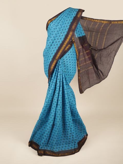 

Pothys Blue & Black Ethnic Motifs Zari Pure Cotton Saree