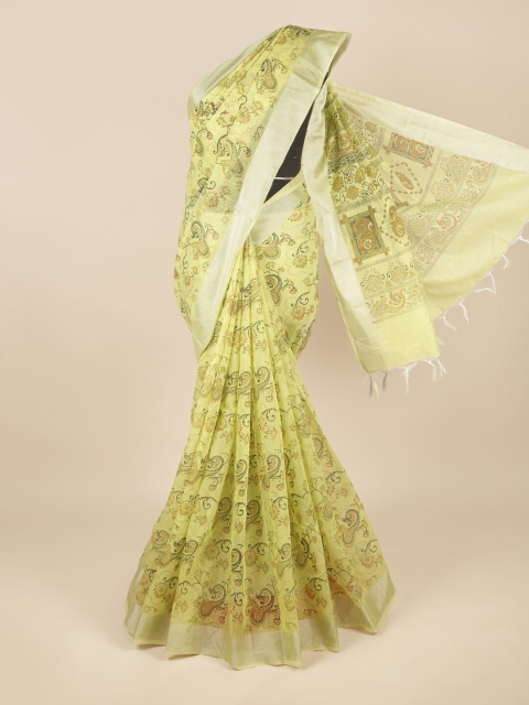 

Pothys Green & Silver Paisley Pure Cotton Saree