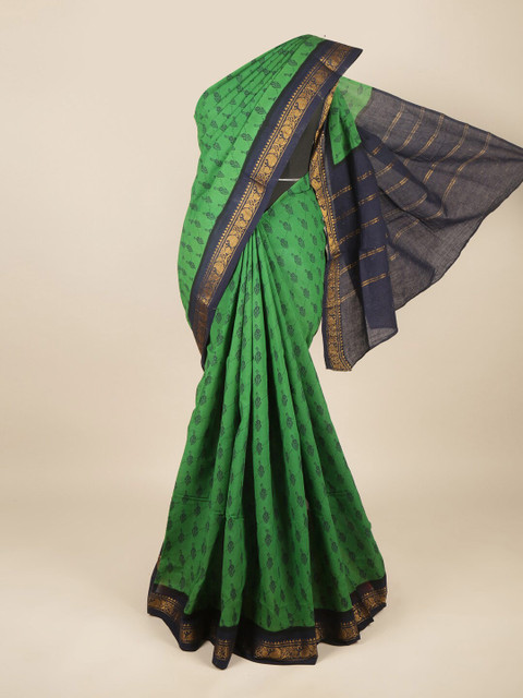 

Pothys Green & Blue Ethnic Motifs Printed Pure Cotton Saree