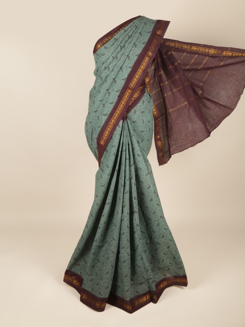 

Pothys Green & Purple Ethnic Motifs Zari Pure Cotton Saree