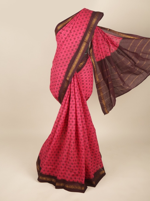 

Pothys Magenta & Purple Dabu Printed Pure Cotton Saree