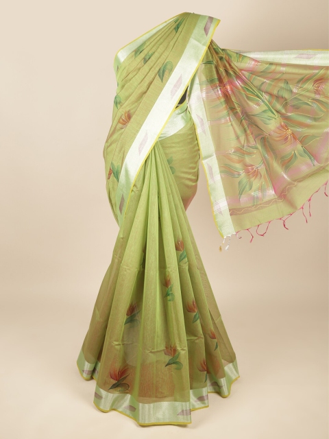 

Pothys Olive Green & Red Floral Zari Pure Cotton Saree