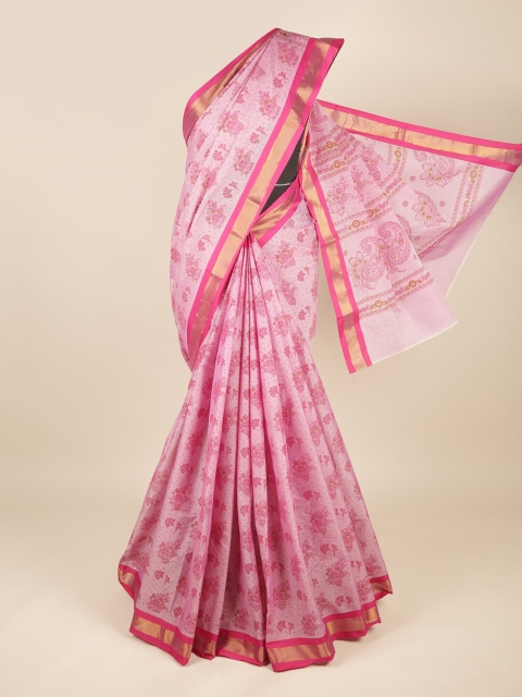 

Pothys Pink & Gold-Toned Ethnic Motifs Zari Pure Cotton Saree