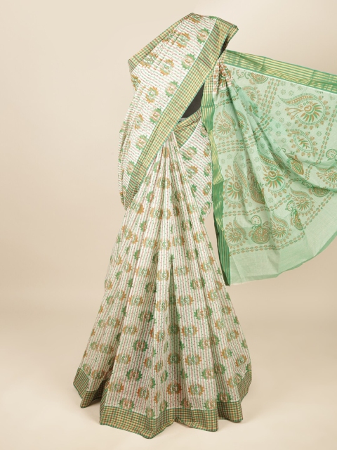 

Pothys Green & Brown Ethnic Motifs Zari Pure Cotton Saree