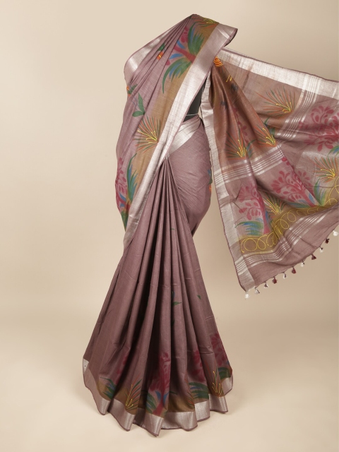 

Pothys Grey & Green Floral Pure Cotton Saree