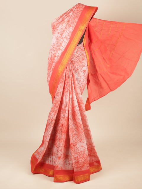 

Pothys Peach-Coloured & White Zari Pure Cotton Saree