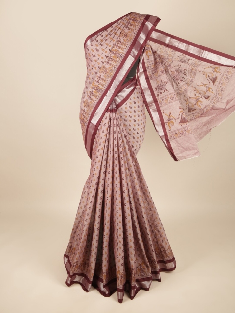 

Pothys Mauve & Brown Ethnic Motifs Zari Pure Cotton Saree