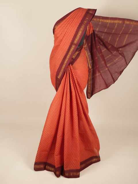 

Pothys Orange & Brown Zari Pure Cotton Saree