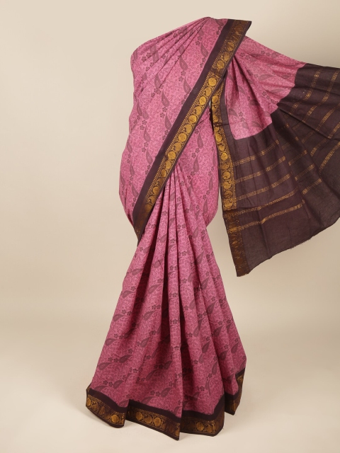 

Pothys Mauve & Brown Paisley Zari Pure Cotton Saree