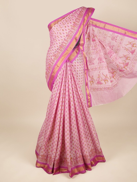 

Pothys Pink & Gold-Toned Ethnic Motifs Pure Cotton Saree