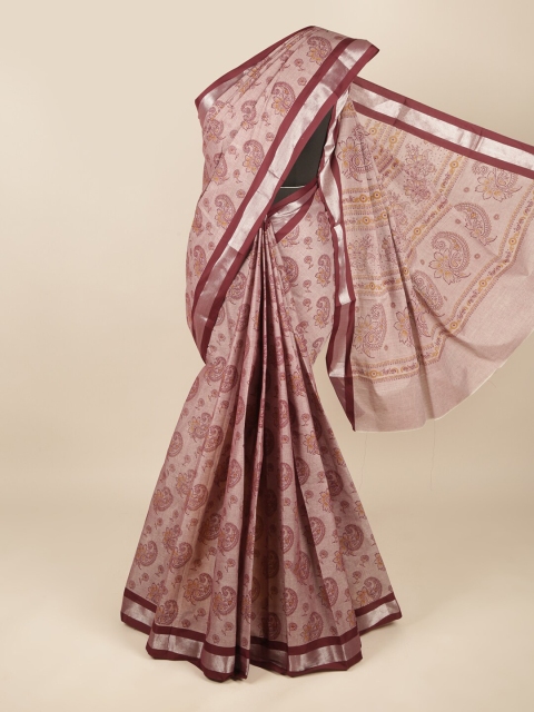 

Pothys Mauve & Maroon Paisley Pure Cotton Saree