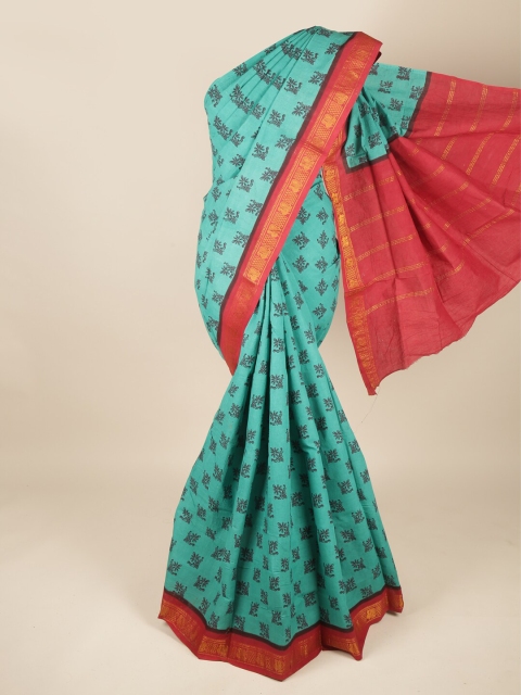 

Pothys Green & Orange Dabu Pure Cotton Saree
