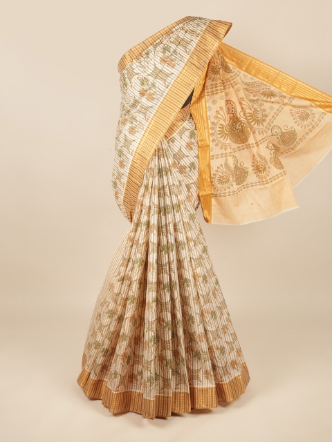 

Pothys Cream & Brown Ethnic Motifs Printed Pure Cotton Saree