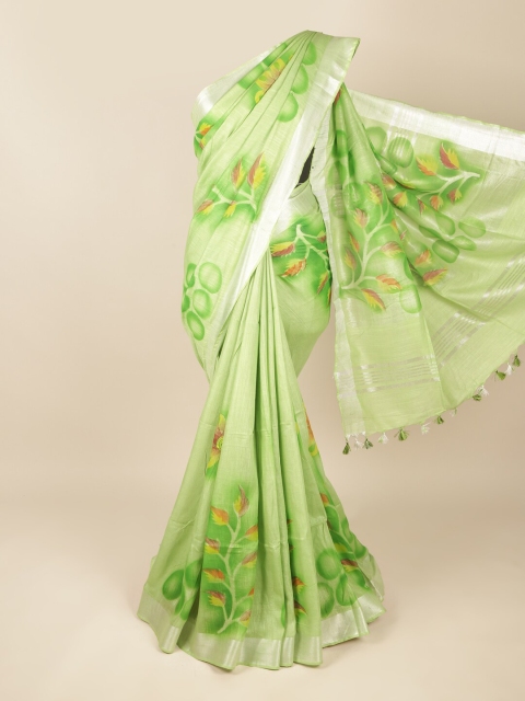 

Pothys Green & Yellow Floral Zari Pure Cotton Saree