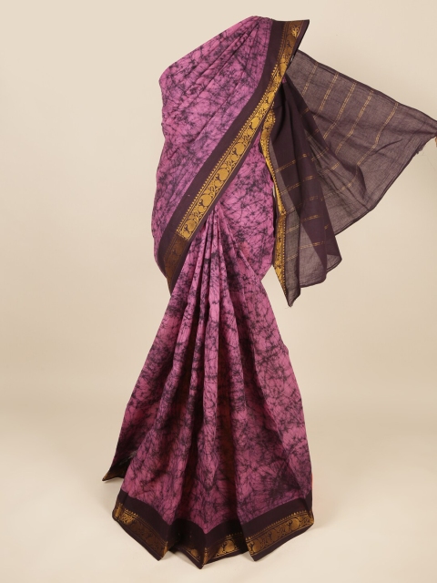 

Pothys Purple & Black Printed Zari Pure Cotton Saree