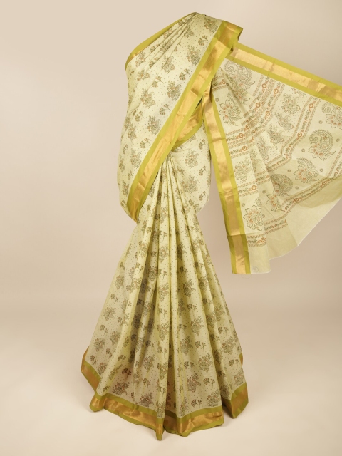 

Pothys Green & Gold-Toned Ethnic Motifs Pure Cotton Saree