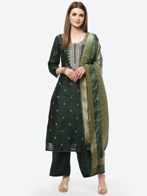 

Meena Bazaar Green & Gold-Coloured Embroidered Unstitched Dress Material