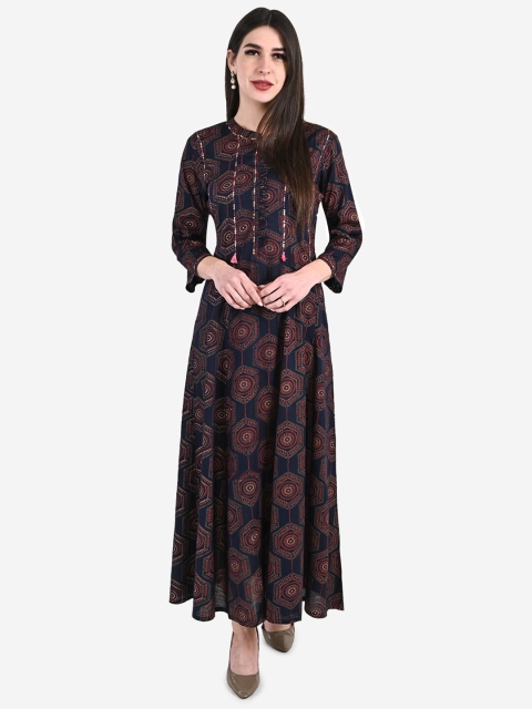 

Be Indi Navy Blue Ethnic Maxi Dress