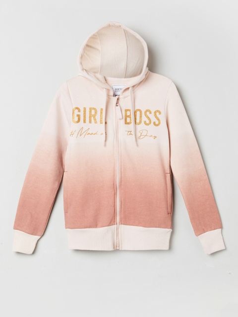 

max Girls Pink Printed Hooded Sweatshirt