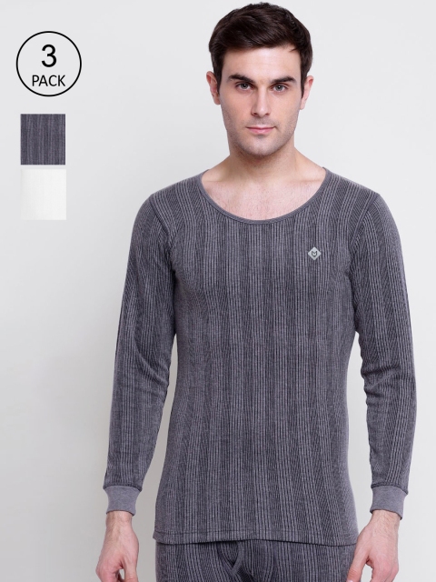 

Almo Wear Men Pack Of 3 Striped Thermal Tops, White