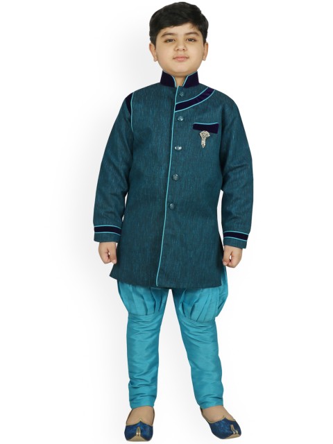 

SG YUVRAJ Boys Blue Raw Silk Kurta With Pyjamas