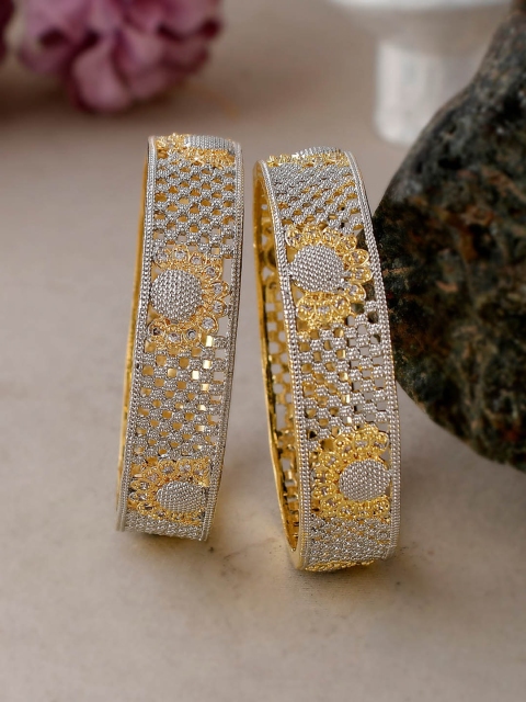 

Shoshaa Set of 2 Gold-Plated White AD Stone Studded Bangles