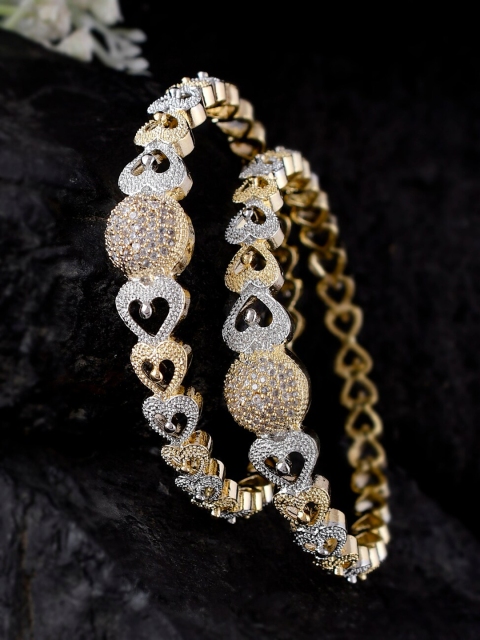

Shoshaa Set Of 2 Gold-Plated White AD-Studded Bangles