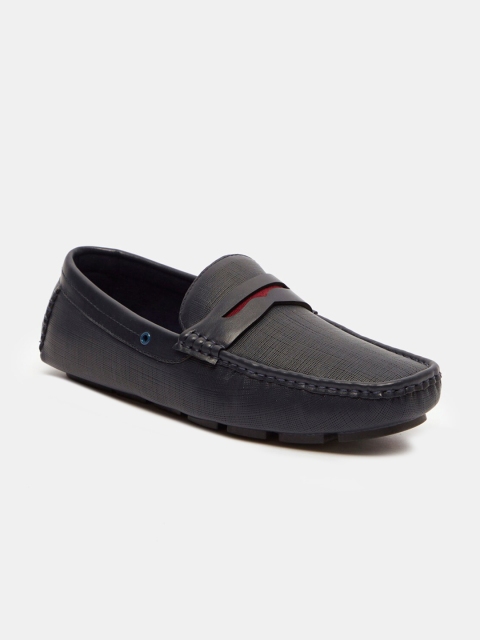 

shoexpress Men Blue Textured PU Driving Shoes