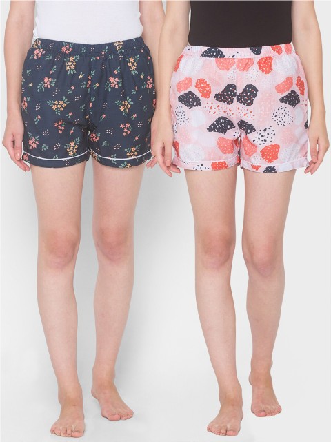 

FashionRack Women Pack of 2 Printed Cotton Lounge Shorts, Pink